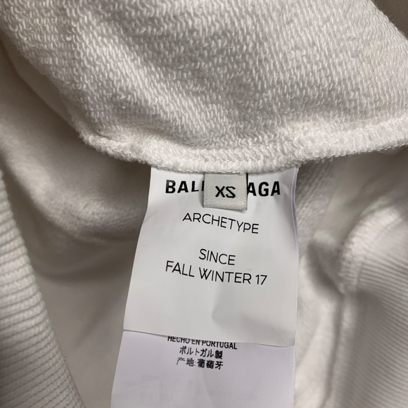 Balenciaga Archetype Back Logo White Pullover Hoodie - Picture 4 of 5